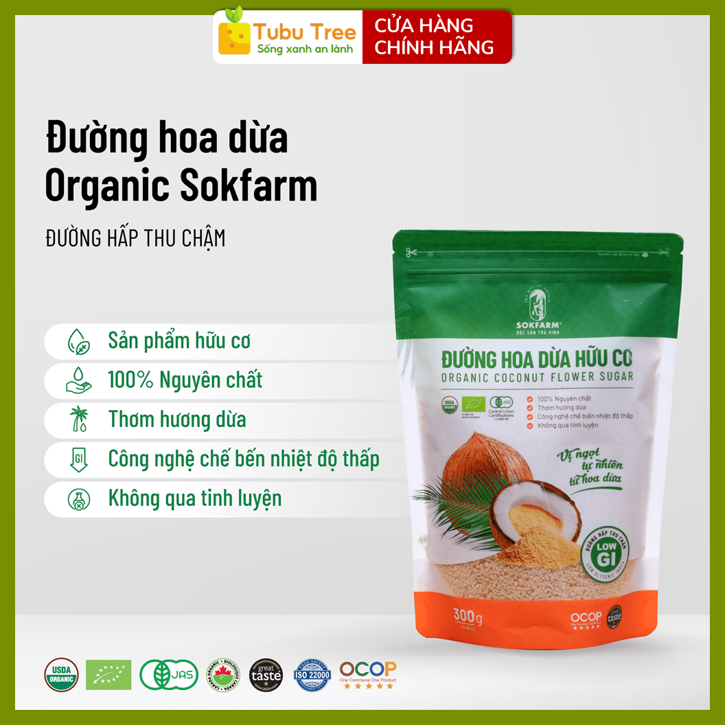Đường hoa dừa organic Sokfarm