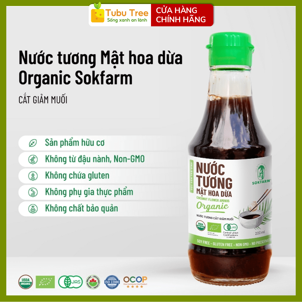 Nước Tương Mật Hoa Dừa Organic Sokfarm
