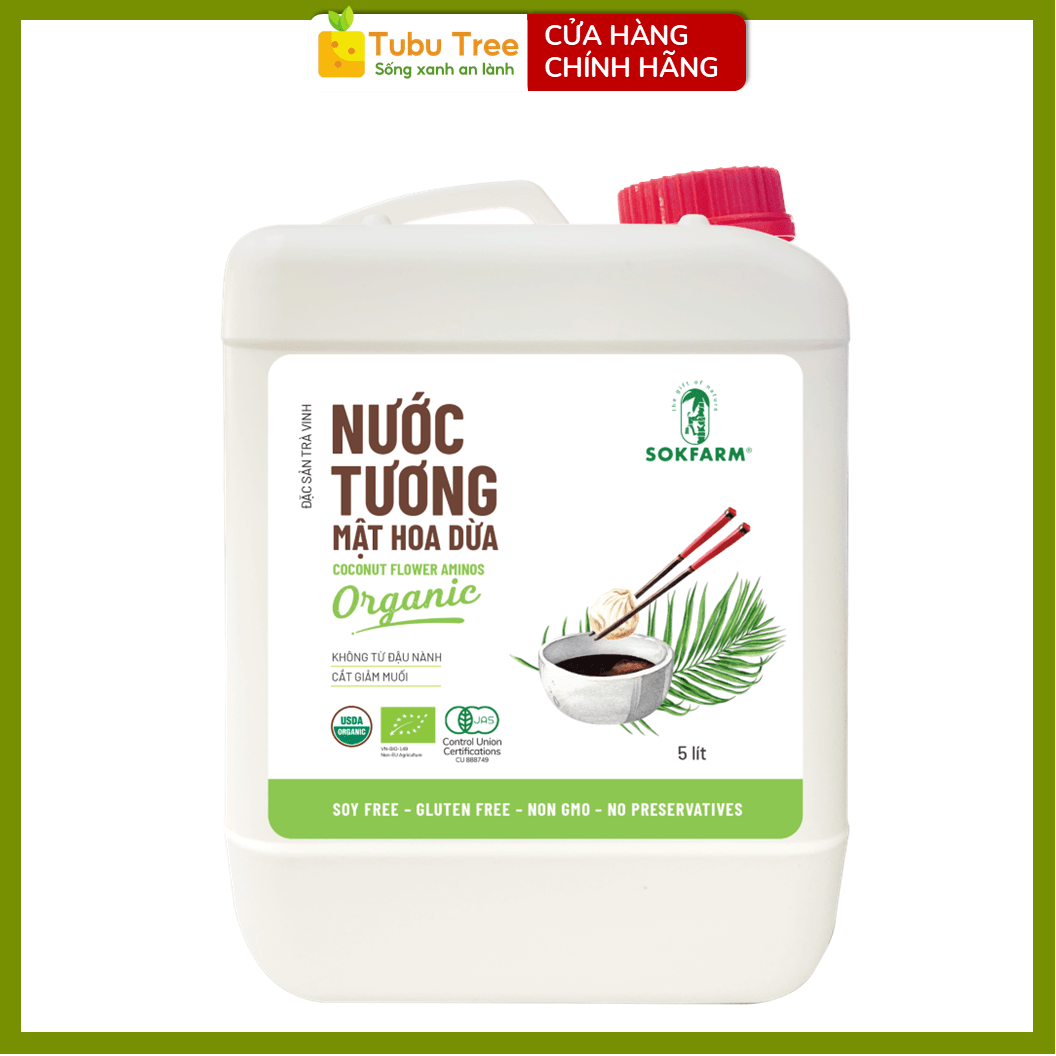 Nước Tương Mật Hoa Dừa Organic Sokfarm 5L