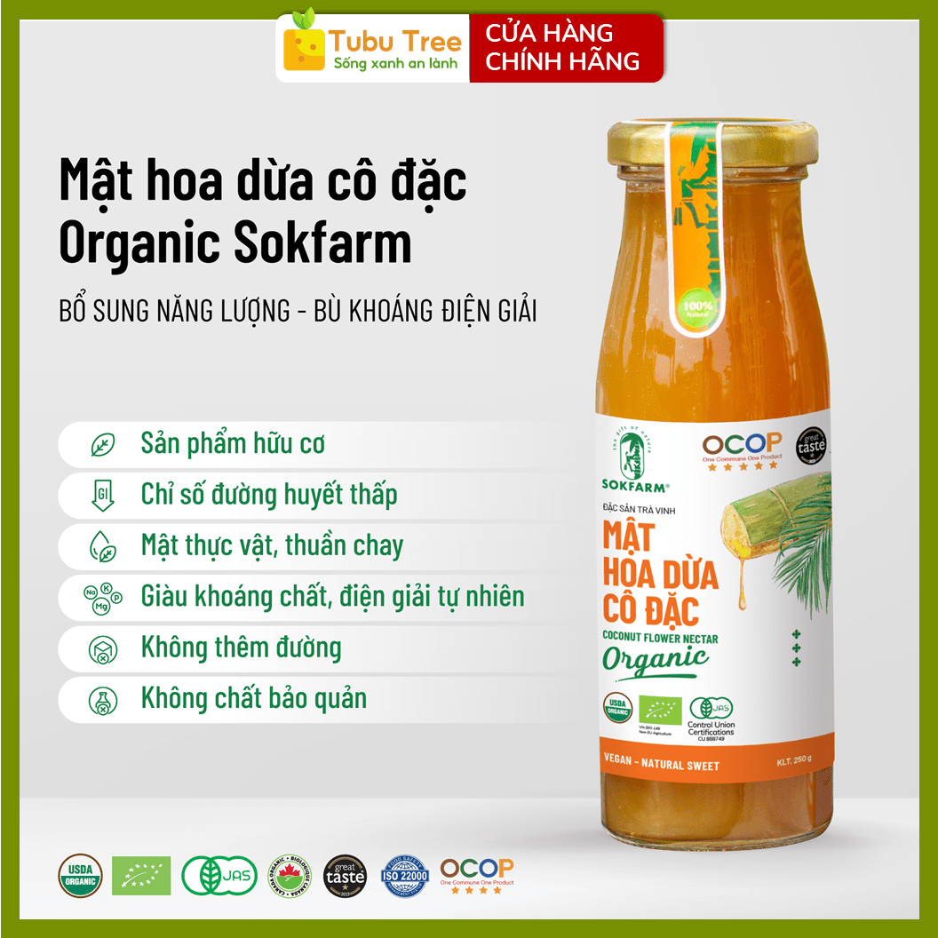 Mật Hoa Dừa Cô Đặc Organic Sokfarm