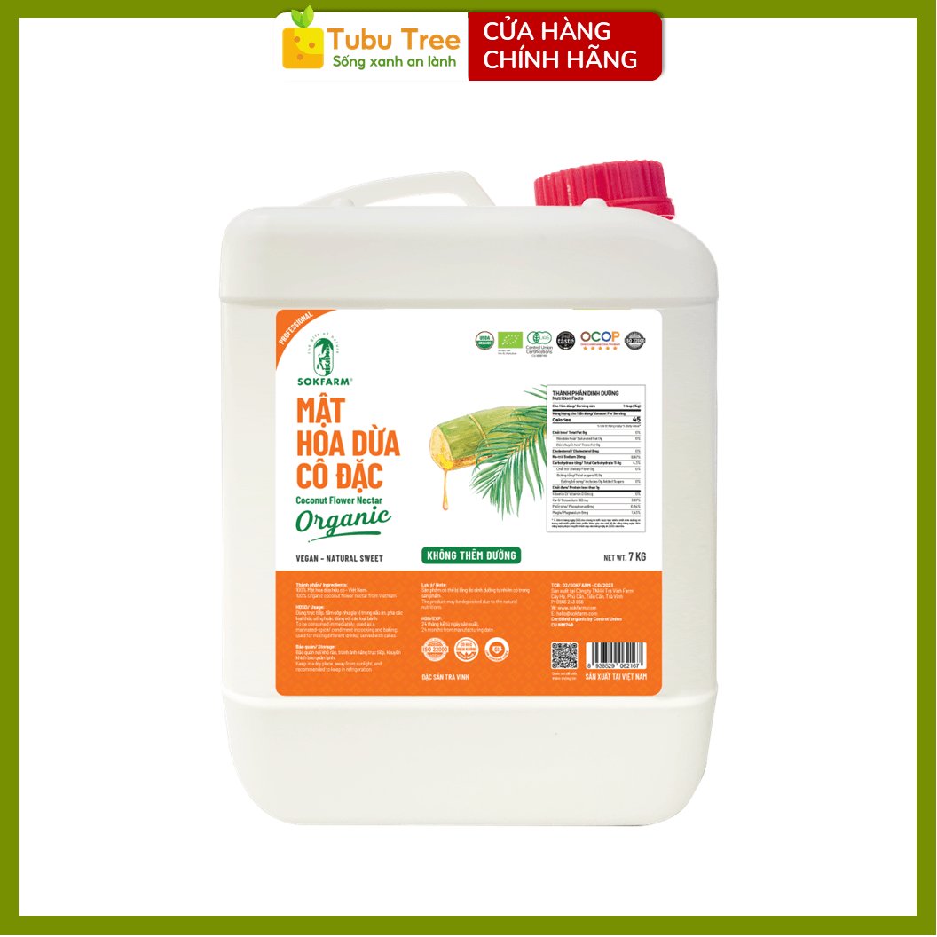 Mật Hoa Dừa Cô Đặc Organic Sokfarm 7kg