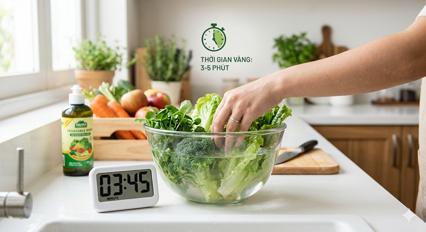 Thời gian ngâm để đạt đúng công dụng của nước ngâm rửa thực phẩm
