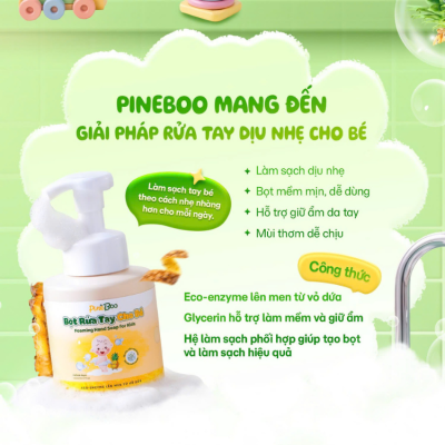 Bọt Rửa Tay PineBoo Cho Bé Sơ Sinh 300ml – Thành phần thực vật