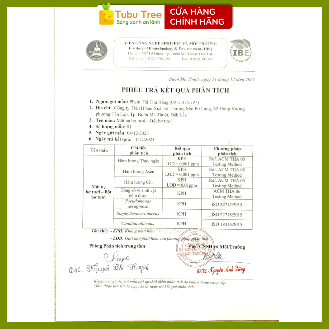 Mặt nạ bơ tươi Pơ Lang chính hãng Mặt nạ bơ tươi Pơ Lang chính hãng