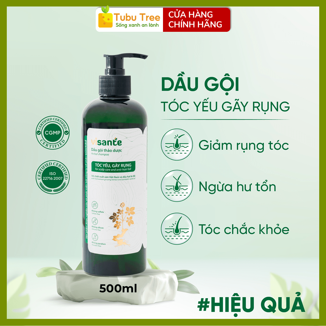 dầu gội thảo dược tóc yếu gãy rụng visante 500ml